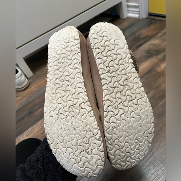 Birkenstock TRACY Mary Jane Shoes Womens 9 EU 40 Nubuck Leather Tan Beige Buckle - Picture 4 of 16